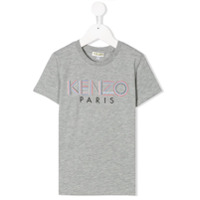 Kenzo Kids Camiseta com estampa de logo - Cinza