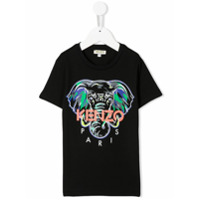 Kenzo Kids Camiseta com estampa de logo e elefante - Preto