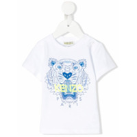 Kenzo Kids Camiseta com estampa de logo e tigre - Branco