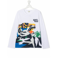 Kenzo Kids Camiseta com estampa de tigre abstrata - Branco