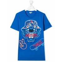 Kenzo Kids Camiseta com estampa de tigre - Azul