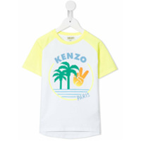 Kenzo Kids Camiseta com logo e mangas raglã - Branco