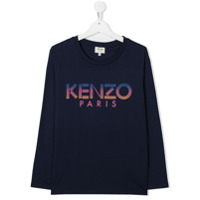 Kenzo Kids Camiseta decote careca com estampa gráfica - Azul
