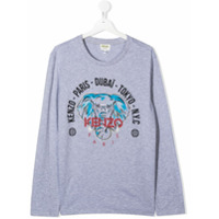 Kenzo Kids Camiseta Elephant com mangas longas - Cinza