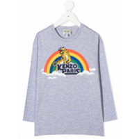 Kenzo Kids Camiseta mangas longas com estampa de tigre - Cinza