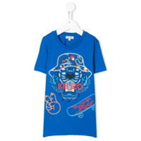Kenzo Kids Camiseta Wax de algodão com estampa de tigre - Azul