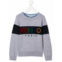 Kenzo Kids cotton-cashmere mix logo jumper - Cinza