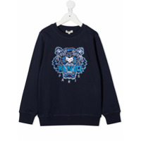 Kenzo Kids cotton sweatshirt with logo embroidery - Azul