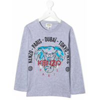 Kenzo Kids elephant print cotton t-shirt - Cinza