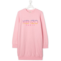 Kenzo Kids logo print cotton sweatshirt dress - Rosa