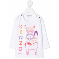 Kenzo Kids logo print long sleeve T-shirt - Branco
