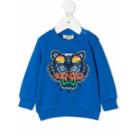 Kenzo Kids Moletom com bordado de tigre - Azul