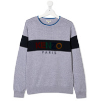 Kenzo Kids Moletom com detalhe de logo - Cinza