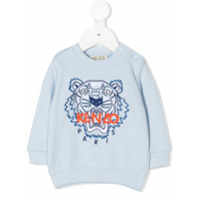 Kenzo Kids Moletom com logo bordado - Azul