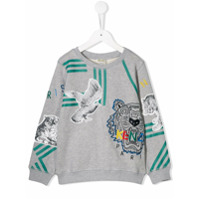 Kenzo Kids Moletom com patch de animal - Cinza