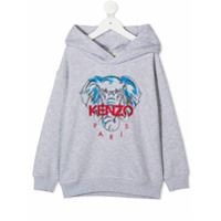 Kenzo Kids Moletom Disco Jungle com bordado e capuz - Cinza