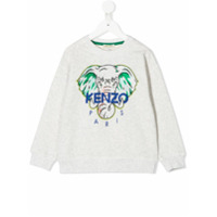 Kenzo Kids Suéter com elefante bordado - Cinza