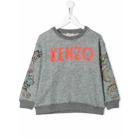 Kenzo Kids Suéter com estampa de logo - Cinza