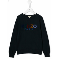 Kenzo Kids Suéter com logo bordado e flocado - Azul