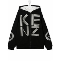 Kenzo Kids TEEN logo-print zipped hoodie - Preto