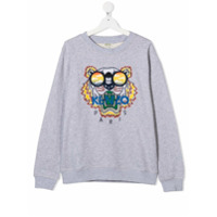Kenzo Kids tiger embroidered cotton sweatshirt - Cinza