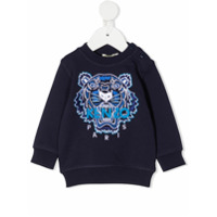 Kenzo Kids tiger-embroidered sweatshirt - Azul