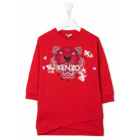 Kenzo Kids Vestido com tigre bordado - Vermelho