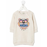 Kenzo Kids Vestido de moletom com bordado de tigre - Neutro