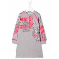 Kenzo Kids Vestido estilo suéter com logo - Cinza