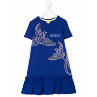 Kenzo Kids Vestido reto mangas curtas com logo - Azul