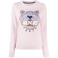 Kenzo Moletom rosa com bordado de logo de tigre