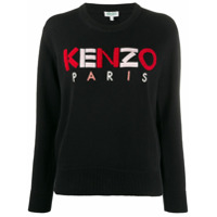Kenzo Suéter decote careca com logo texturizado - Preto