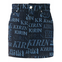 Kirin Saia jeans com estampa de logo - Azul