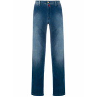 Kiton Calça jeans reta com lavagem estonada - Azul
