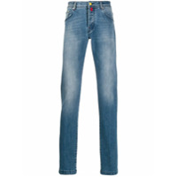 Kiton Calça jeans slim com efeito desbotado - Azul
