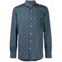Kiton Camisa com estampa geométrica de linho - Azul