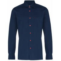 Kiton Camisa de algodão com abotoamento - Azul