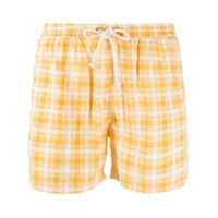 Kiton Short de natação com estampa xadrez - Amarelo