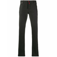 Kiton signature button straight trousers - Cinza