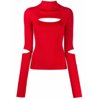 Koché Blusa de tricô canelado com detalhe de recorte vazado - Vermelho