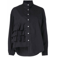 Kolor Camisa de algodão com recorte de babados - Azul