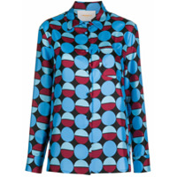 La Doublej Camisa com estampa abstrata de seda - Azul