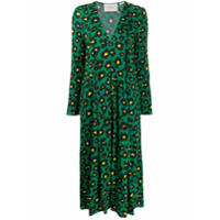 La Doublej Vestido Trapezio com estampa floral e de leopardo - Verde