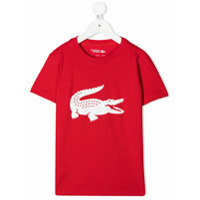 Lacoste Kids Camiseta decote careca com estampa de logo - Vermelho