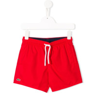Lacoste Kids Short de natação com patch de logo - Vermelho