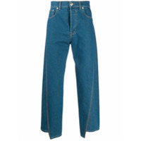 LANVIN Calça jeans assimétrica com patch de logo - Azul