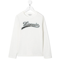 LANVIN Enfant logo long-sleeved cotton T-shirt - Branco