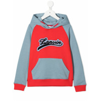 LANVIN Enfant Moletom color block com logo e capuz - Vermelho