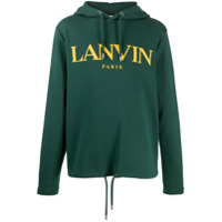 LANVIN Moletom de algodão com logo e capuz - Verde