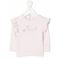 Lapin House Blusa mangas longas com slogan e babados - Rosa